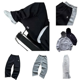 New high-quality small logo embroidered Y2K sweatshirt set-4909